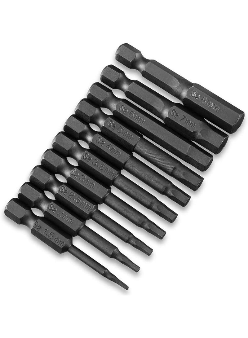 jaexest 10PCS هيكس رأس ألين مفتاح الحفر بت مجموعة ، S2 الصلب هيكس رأس مسمار بت مجموعة ، مع المغناطيسي ، 1.5-8mm متري ، 1/4 بوصة هيكس شانك ، 2 بوصة طول ، للمفتاح اليدوي والمدربات الكهربائية - Image 1